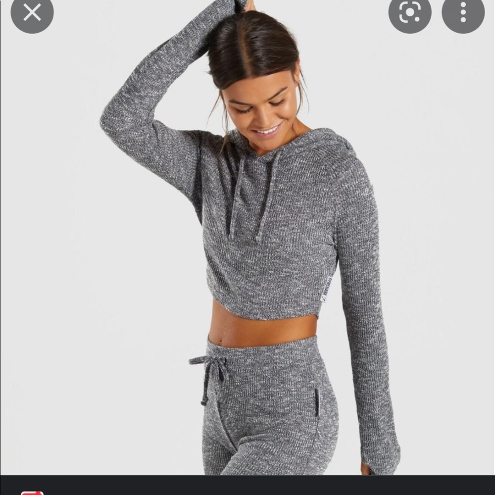 NEW Gymshark Slounge Cropped Hoodie, Grey, Medium